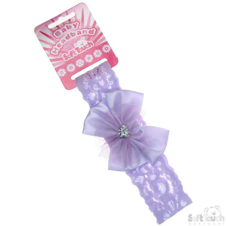 Picture of HB60-1049- LACE HEADBAND W/BOW & GEM